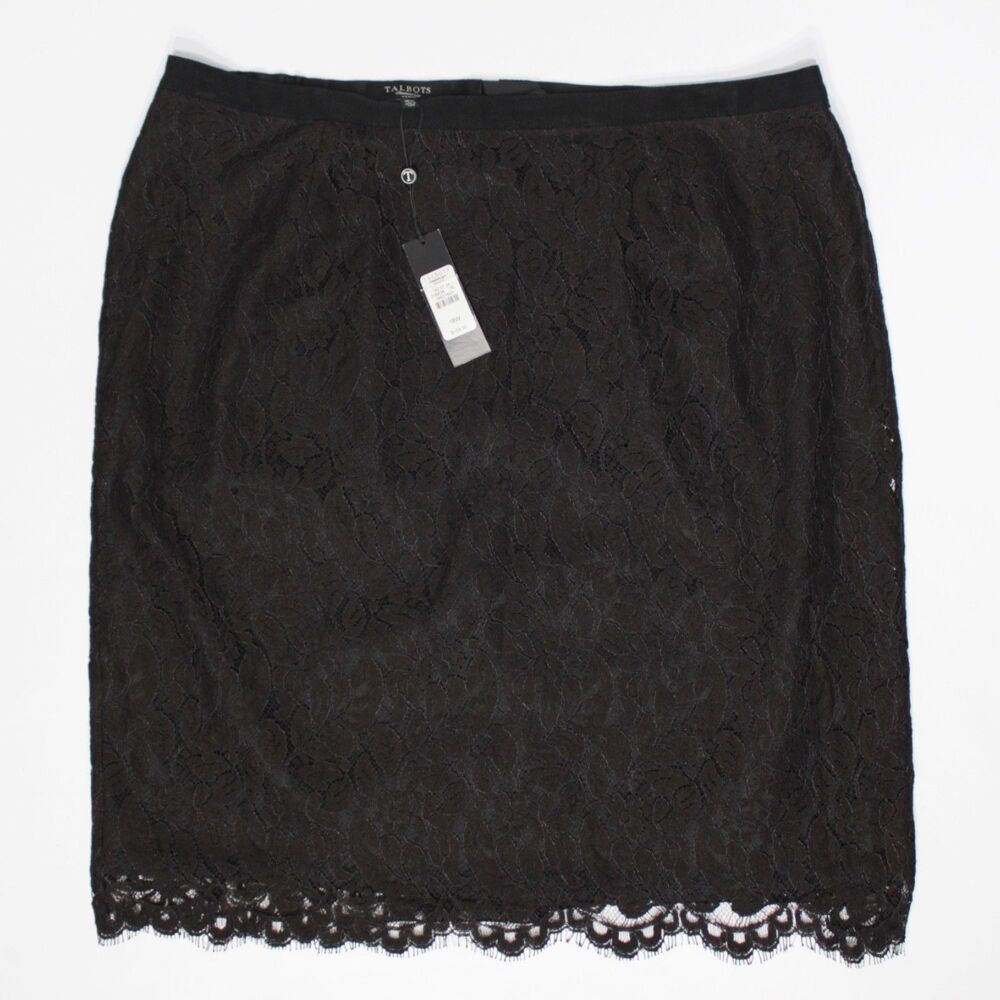 NWT $159 Talbots Black Lace Mini Skirt Office Career Cocktail Women Size 18W